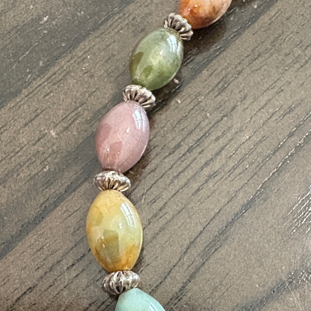Multi-Color Beaded Necklace - Natural Stone and Sterling Silver Accents - Picture 5 of 9